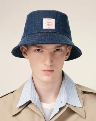 Cappello con toppa Ami Paris Heritage in cotone denim blu