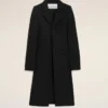 Cappotto aderente a un bottone in lana vergine nera Cappotto aderente a un bottone in lana vergine nera