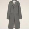 Cappotto aderente a un rigo in lana vergine grigia Cappotto aderente a un rigo in lana vergine grigia