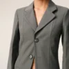 Cappotto aderente a un rigo in lana vergine grigia Cappotto aderente a un rigo in lana vergine grigia