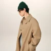 Cappotto beige in twill di cotone idrorepellente con cintura Cappotto beige in twill di cotone idrorepellente con cintura