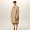 Cappotto beige in twill di cotone idrorepellente con cintura Cappotto beige in twill di cotone idrorepellente con cintura