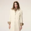 Cappotto bianco in lana vergine, dritto, a un rigo Cappotto bianco in lana vergine, dritto, a un rigo