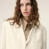 Cappotto bianco in lana vergine, dritto, a un rigo Cappotto bianco in lana vergine, dritto, a un rigo
