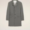 Cappotto grigio in lana vergine, dritto, a un rigo Cappotto grigio in lana vergine, dritto, a un rigo