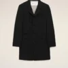 Cappotto nero in lana vergine, dritto, a un rigo Cappotto nero in lana vergine, dritto, a un rigo
