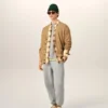 Cardigan marrone in lana e cotone a trecce Cardigan marrone in lana e cotone a trecce