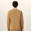 Cardigan marrone in lana e cotone a trecce Cardigan marrone in lana e cotone a trecce