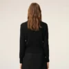 Cardigan nero in lana a girocollo con Ami de Coeur a contrasto Cardigan nero in lana a girocollo con Ami de Coeur a contrasto