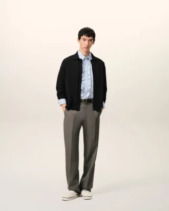 Cardigan nero in lana con colletto a camicia Ami de Coeur Cardigan