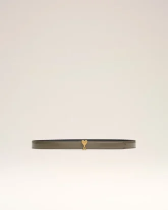 Cintura in pelle lucida marrone con fibbia Ami de Coeur da 25 mm