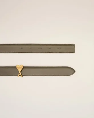 Cintura in pelle lucida marrone con fibbia Ami de Coeur da 25 mm