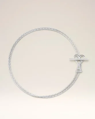 Collana a catena 2 in 1 Ami de Coeur in ottone argentato