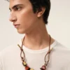 Collana Ami de Coeur con perle in pelle marrone Collana Ami de Coeur con perle in pelle marrone