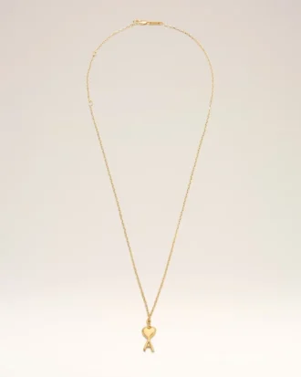 Collana Ami de Coeur in ottone dorato martellato