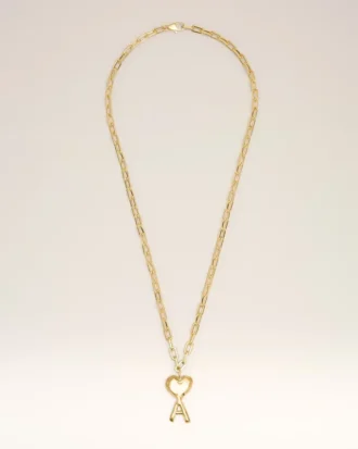 Collana Ami de Coeur in ottone dorato martellato