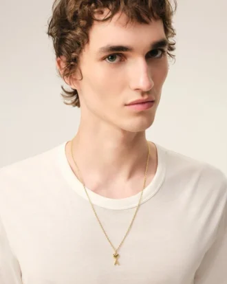 Collana Ami de Coeur in ottone dorato martellato