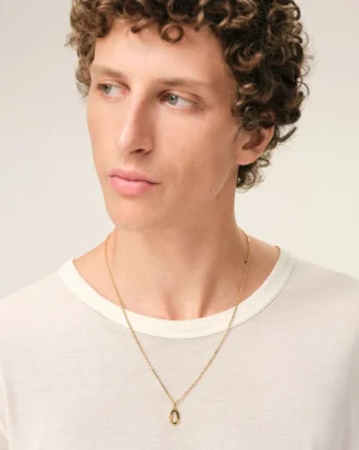 Collana con ciondolo “0” in ottone martellato dorato