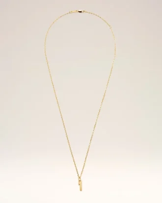 Collana con ciondolo “1” in ottone martellato dorato