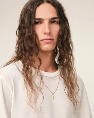 Collana con ciondolo “7” in ottone martellato