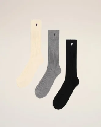 Confezione da tre paia di calzini Ami de Coeur in cotone nero