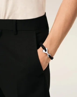 Cordoncino nero Bracciale Ami de Coeur in ottone argentato