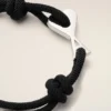 Cordoncino nero Bracciale Ami de Coeur in ottone argentato Cordoncino nero Bracciale Ami de Coeur in ottone argentato