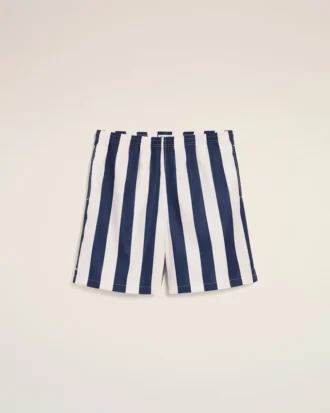 Costume da bagno a righe lunghe bianco e blu navy