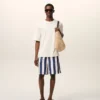 Costume da bagno a righe lunghe bianco e blu navy Costume da bagno a righe lunghe bianco e blu navy