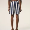 Costume da bagno a righe lunghe bianco e blu navy Costume da bagno a righe lunghe bianco e blu navy