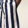 Costume da bagno a righe lunghe bianco e blu navy Costume da bagno a righe lunghe bianco e blu navy