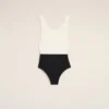Costume intero in nylon bianco e nero Costume intero in nylon bianco e nero
