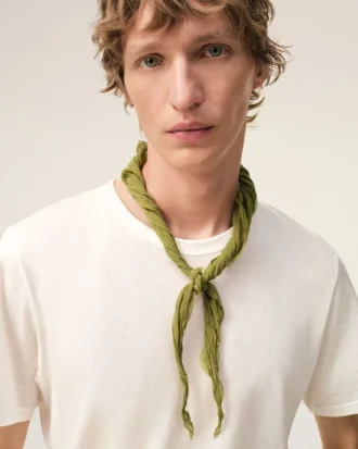 Cravatta Gavroche in poliestere verde stropicciato