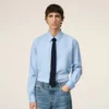 Cravatta in seta grenadine blu