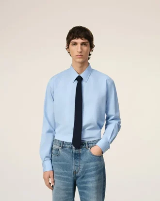 Cravatta in seta grenadine blu