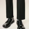 Derby con punta anatomica in pelle nera Derby con punta anatomica in pelle nera