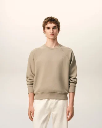 Felpa Ami de Coeur in cotone beige goffrato