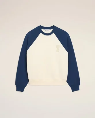 Felpa Ami de Coeur in maglia di cotone bianca e blu