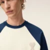 Felpa Ami de Coeur in maglia di cotone bianca e blu Felpa Ami de Coeur in maglia di cotone bianca e blu