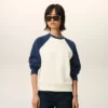 Felpa Ami de Coeur in maglia di cotone bianca e blu Felpa Ami de Coeur in maglia di cotone bianca e blu