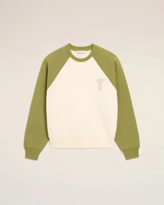 Felpa Ami de Coeur in maglia di cotone bianco e verde Felpa Ami de Coeur in maglia di cotone bianco e verde