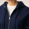 Felpa con cappuccio blu in cotone e Red Ami de Coeur con zip Felpa con cappuccio blu in cotone e Red Ami de Coeur con zip