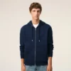 Felpa con cappuccio blu in cotone e Red Ami de Coeur con zip Felpa con cappuccio blu in cotone e Red Ami de Coeur con zip