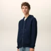 Felpa con cappuccio blu in cotone e Red Ami de Coeur con zip Felpa con cappuccio blu in cotone e Red Ami de Coeur con zip