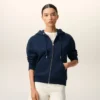 Felpa con cappuccio blu in cotone e Red Ami de Coeur con zip Felpa con cappuccio blu in cotone e Red Ami de Coeur con zip
