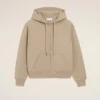 Felpa con cappuccio e zip Ami de Coeur in cotone beige goffrato Felpa con cappuccio e zip Ami de Coeur in cotone beige goffrato