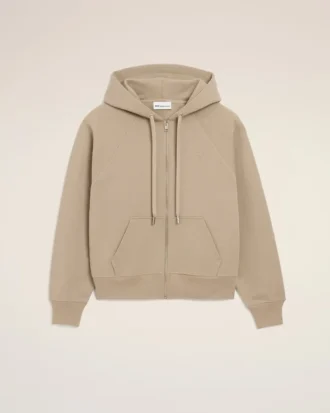 Felpa con cappuccio e zip Ami de Coeur in cotone beige goffrato