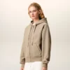 Felpa con cappuccio e zip Ami de Coeur in cotone beige goffrato Felpa con cappuccio e zip Ami de Coeur in cotone beige goffrato