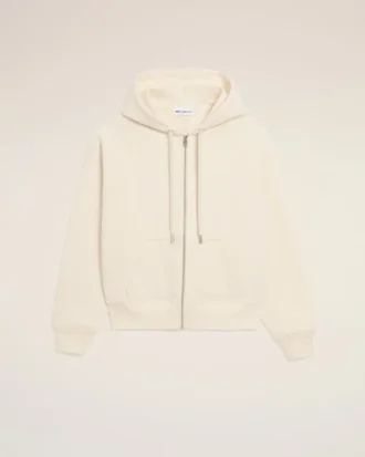 Felpa con cappuccio e zip Ami de Coeur in cotone bianco goffrato