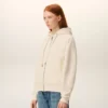 Felpa con cappuccio e zip Ami de Coeur in cotone bianco goffrato Felpa con cappuccio e zip Ami de Coeur in cotone bianco goffrato